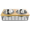 Elevated Double Pet Feeder, Removable Stainless Steel Bowls on Metal Stand, Raised Feeding Station for Pets, Dogs & Cats, Wet or Dry Food and Water - 1 Quart Bowls (32 fl. oz)
