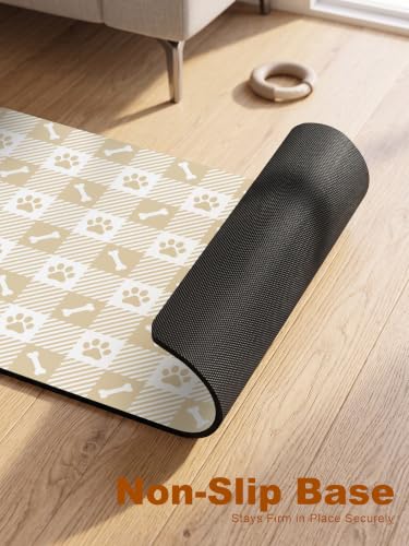 Dog Food Mat, Absorbent Pet Feeding Mat, 12" x 19", Beige Dog Paws - view 5
