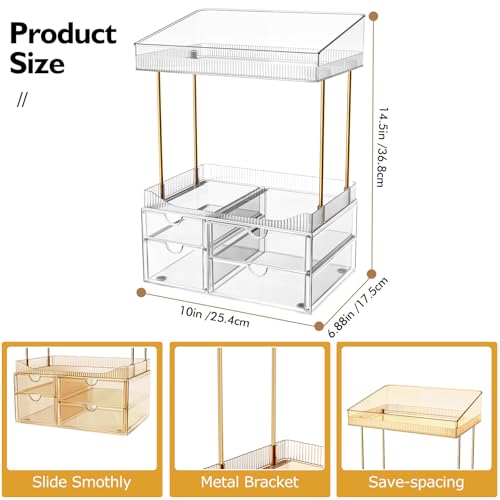 4-Tier Clear Makeup Organizer Bathroom Storage - view 2