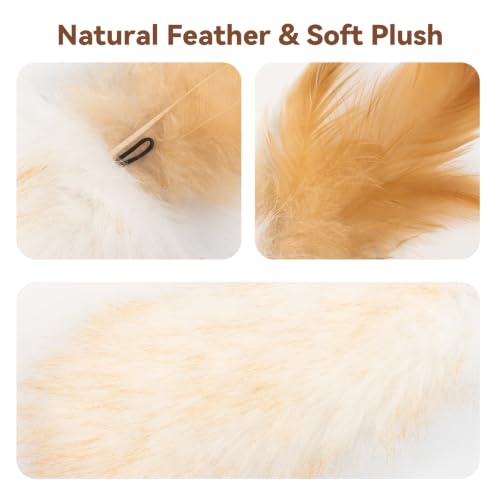 Plush Cat Toy Migi-Fluffy, 2-Pack, Natural Feather & Catnip, Soft Fluffy Tail & Interactive Hanging Ring for Wand Attachment, Durable Bite-Resistant Kitten Teaser for Indoor Play - view 3