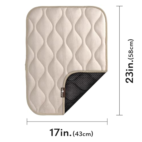 Washable Padded Crate Mats for Dogs | 23” x 17” Pad, Fits 24-inch Kennels | Leakproof, Waterproof Bottom, Plush Pet Beds (Tan) - view 2