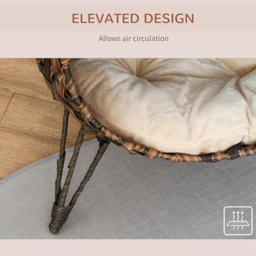 20.5" Weaved Cat Bed with Cushion, Brown - view 6