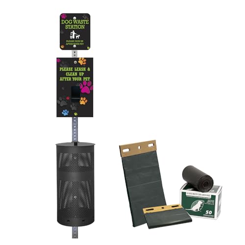 Aluminum Dog Waste Station - Colorful Paws | Matte Black