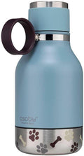 Dog Bowl Attached to Stainless Steel Insulated Travel Bottle for Human 37oz/1.1 Liter (Blue)