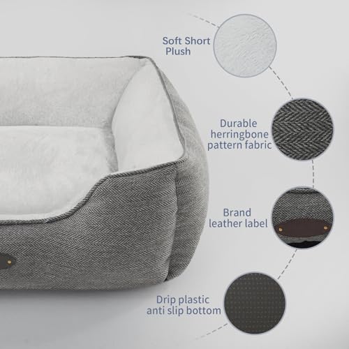 Dog Bed for Extra Small Dogs Breeds,Cat Bed,Puppy kennel bed,Deluxe Plush Dog Crate Beds,Comfy Durable Pet Sleeping bed,Washable rectangular dog bed & Non-Slip Bottom, Size (19"X16'' Grey) - view 2
