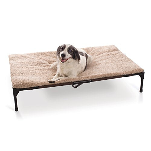 Original Elevated Pet Cot Tan with Microfleece Pad