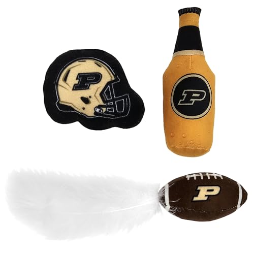 BEST PLUSH CAT TOY NCAA PURDUE BOILERMAKERS Complete Set of 3 piece Cat Toys filled with Fresh Catnip. Includes: 1 Helmet Cat Toy, 1 Football Cat Toy with Feathers & 1 Beer Bottle. Beautiful Team LOGO - view 5