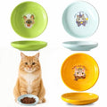 3 PCS Ceramic Cat Bowls, 5.5 in Pet Bowl Cat Dishes for Food and Water, Small Dog Dish(YellowGreenBlue)
