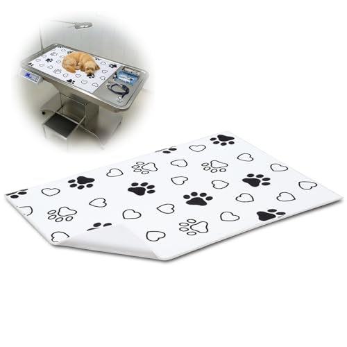 1 Pack 24x36 Inch Non-Slip Dog Grooming Mat, Black and White