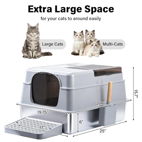Stainless Steel Litter BoxWith Lid,XXXL Metal Litter Box - view 2
