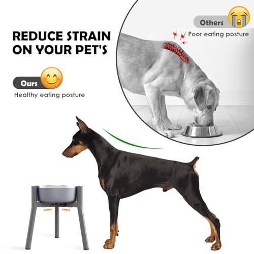 Grey Metal Stand for Large Dogs, Adjustable Width Tall Elevated Bowls for 7-10.6" Dishes, Food Water Feeder, Raised Holder, 11" Tall (Bowl Not Included) - view 2