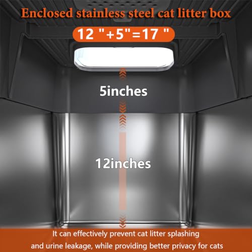 XXL Stainless Steel Litter Box with Lid, 24''x16''x17'' (12 '' Height Bottom Basin) Enclosed Stainless Steel Litter Box, Leak Proof High Edge, Suitable for Large Cats and Multiple Cats - view 5