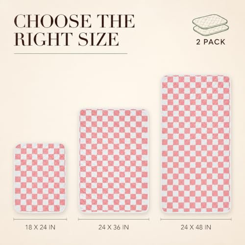 2 Pack Pink Checkered Washable Pee Pads for Dogs, Checkered Reusable Dog Pee Pads, for Puppy Playpen, Crate, Whelping Box, Potty Training, Cute Aesthetic Absorbency, Leak-Proof Non-Slip - view 7