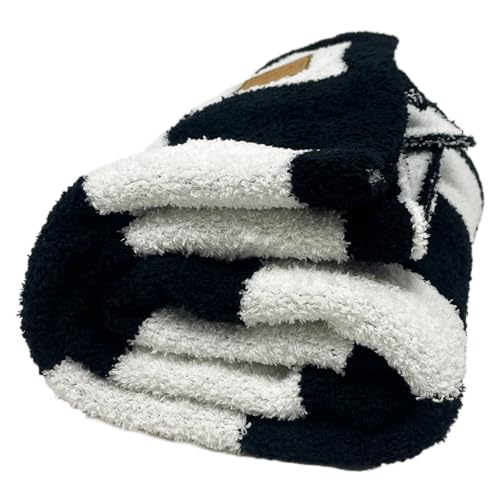 Checkered Dog/Puppy Blanket Soft Microfiber Knitted 28"x40" Washable Pet Throw with Leather Patch for Small to Medium Dogs (Black/White) - view 5