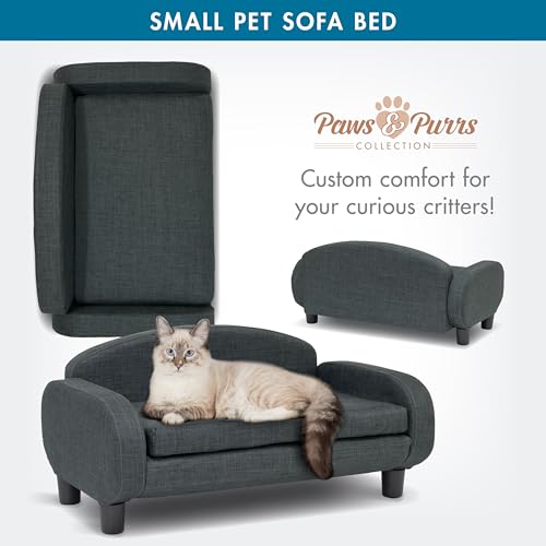 Cat Sofa Bed, Pet Couch for Indoor Cats Elevated Cat Beds with Removable Washable Mattress Cover for Kitten, Puppy or Small Animal- 31.5" Wide, Gray - view 5