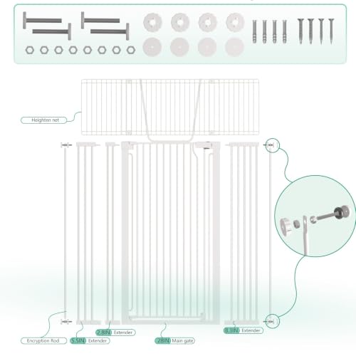 71" Extra Tall Cat Gate for Doorway – 30"-49.27" Extra Wide Pet Gate with Adjustable Cat Door Wide,Auto Close, Pressure Mounted, Pet Gate for Cats & Small Dogs, Hallway, Stairs, Kitchen - view 4
