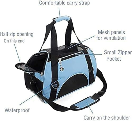Cat Carrier,Soft-Sided Pet Travel Carrier for Cats,Dogs Puppy Comfort Portable Foldable Pet Bag Airline Approved (Small Blue) - view 4
