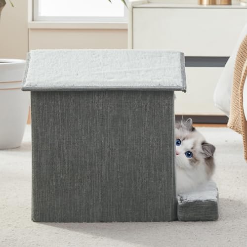 Cat Beds for Indoor Cats,Cat Houses,Cat Cave with Orthopedic Cushion,Foldable Cat Condos,Hideaway,Shelter,Gray Cat Tent for Small Dogs and Rabbit,Squirrel - view 4