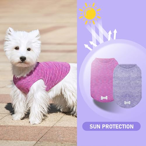 2 Pack Dog Shirts Quick Dry Soft Stretchy Pet T-Shirts with Reflective Label Tank Top Sleeveless Sun Protection Vest Dog Clothes for Small Medium Dogs, Medium, Purple+Pink - view 2