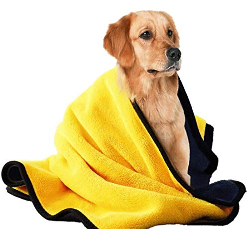 Dog Towel Dog Blanket for Dogs and Cats Upgraded Super Absorbent Pet Bath Towel Microfiber Quick Drying Non-Fading