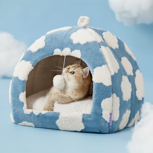 Lesure 2in1 Cute Cat House for Kitten with Washable Cushioned Pillow,16in - view 6