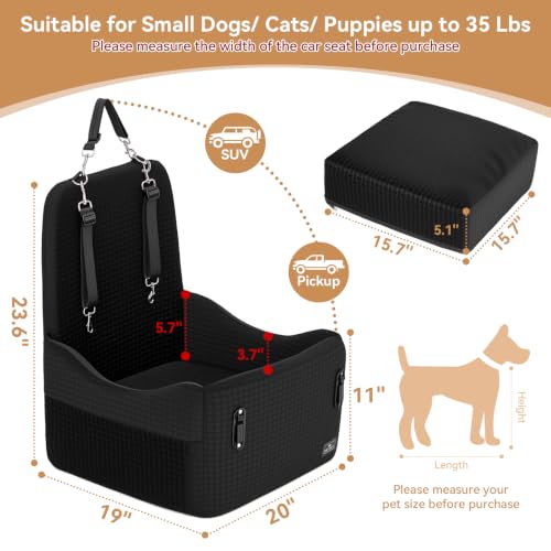 Dog Car Seat with Patented Safety System, 5" Elevated Cushion - view 5