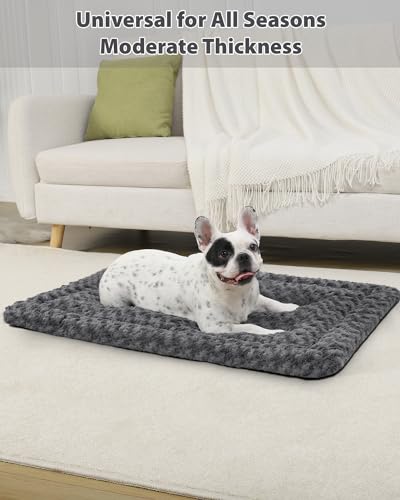 Washable Dog Bed Mat Ultra Soft Dog Crate Pad Comfy Fluffy Pet Kennel Beds Sleeping Mattress for Large Jumbo Medium Small Dogs Grey (Pack of 3) - view 3