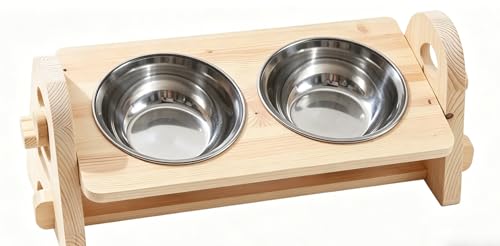 2-in-1 Elevated Cat Dog Bowls Stand with Non-Slip Mat, Adjustable Double Pet Food Dish Holder for Small Medium Pets, Anti-Spill Feeding Station - view 2