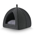 Cat Bed Cave, 2-in-1 Foldable House for Indoor Cats, with Washable Cushion and Non-Slip Base, 17.5 x 17.5 Inches, Large