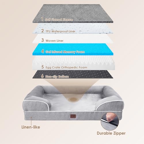 Orthopedic XXL Dog Bed, Waterproof Washable XL Big Pet Bed 52" - view 5