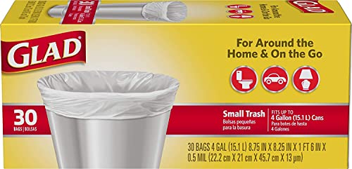 Garbage Small, White, 4 gallons, 30 Count (Pack of 2)
