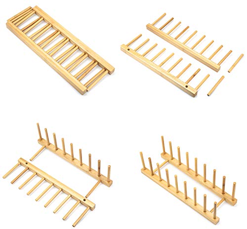 4 Pack Bamboo Dish Drying Rack, Plate Rack Stand Pot Lid Holder, Dish Organizer Racks for Plates, Cups, Bowls, Cutting Board, Drying Rack Stand Drainer, Kitchen Cabinet Organizer - view 3