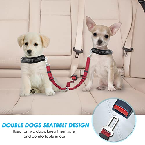 Double Dog Seat Belt for Car with Elastic Bungee Buffer, Adjustable - view 2