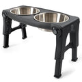 Pets Adjustable Height Double Pet Feeder with Stainless Steel Bowls