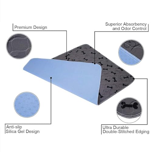 Washable Dog Pee Pads with Free Grooming Gloves,Non Slip Dog Mats with Great Urine Absorption,Reusable Puppy Pee Pads for Whelping,Potty,Training,Playpen - view 4