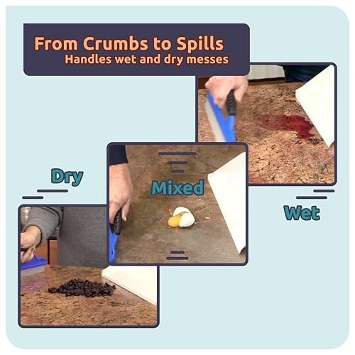 Mess Ranger | Patented Wet/Dry Cleanup Tool with Ramp & Reservoir | Captures 12oz of Liquid Spills & Pet Messes | Squeegee & Dustpan Set for Kitchen or Shop | Replace Paper Towels (White) - view 4