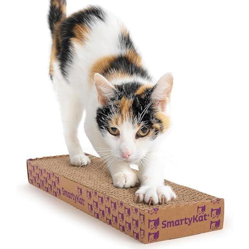 Super Scratcher Corrugated Cat Scratcher and Scratch Pad for Cats, Catnip Infused with Catnip, Scratchers for Indoor Cats and Kittens, Cardboard Scratching Post