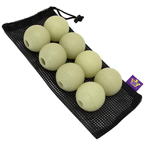 By Mammoth Glow-in-the-Dark Dog Fetch Balls (8-Pack), Lattice Rubber Balls for Night Play, High Bounce Fetch Toys, Rechargeable Under Any Light, Medium 2.5"
