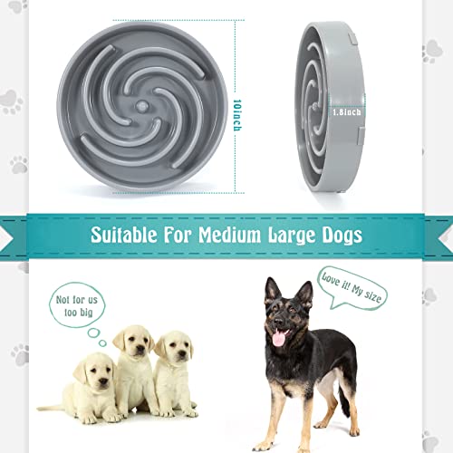 Slow Feeder Large Dog Bowls for Large Medium Dog Non Slip Maze Puzzle Bowl Pet Slower Food Feeding Dishes Interactive Bloat Stop Dog Bowl Preventing Choking Healthy Dog Bowl, Light Gray - view 6