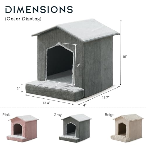 Cat Beds for Indoor Cats,Cat Houses,Cat Cave with Orthopedic Cushion,Foldable Cat Condos,Hideaway,Shelter,Gray Cat Tent for Small Dogs and Rabbit,Squirrel - view 5