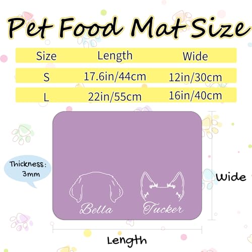 Personalized Pet Food Mat Custom Dog Cat Feeding Wateproof Mats Customized Non Slip Water Bowl Placemats for Floor-Name - view 3