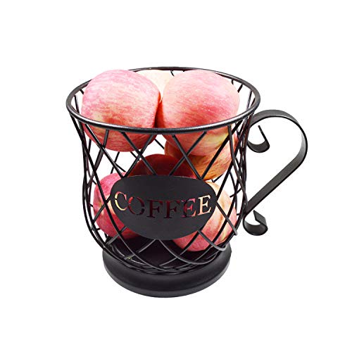 Coffee Pod Holder Mug Shape Multi Use K Cup Holder Coffee Station organizer Storage Wire Basket Food Storage for Counter Coffee Bar Black - view 5