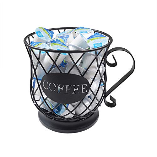 Coffee Pod Holder Mug Shape Multi Use K Cup Holder Coffee Station organizer Storage Wire Basket Food Storage for Counter Coffee Bar Black - view 2