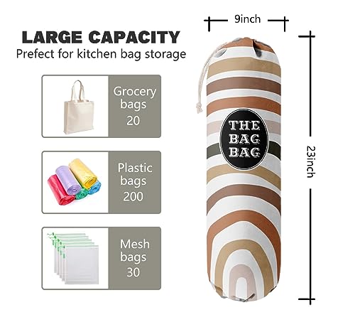 Boho Pattern Grocery Bags Holder and Organizer, Wall Mount Plastic Bags Storage Container Dispenser, Kitchen Gifts For Women Family Grandma Mom (H-26) - view 2