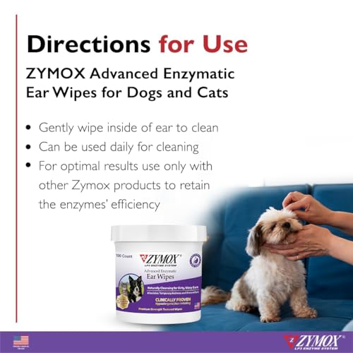 Advanced Enzymatic Ear Wipes for Dogs and Cats - for Dirty, Waxy, Smelly Ears - Premium Strength Ear Cleaner Wipes - Non-Irritating - Hypoallergenic - 100 ct - view 3