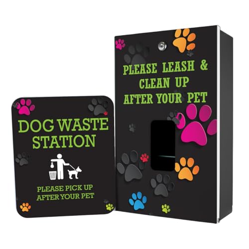 Aluminum Dog Waste Station - Colorful Paws | Matte Black - view 2