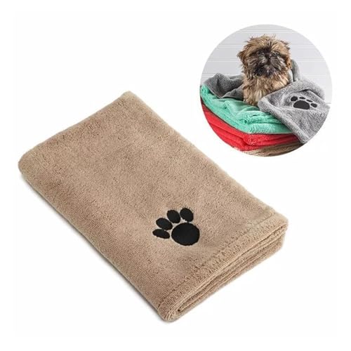 35 * 75cm/50 * 100cm Microfiber Pet Bath Towel Embroidered Super Soft Absorbent Cat for Dogs Blanket Grooming Supplies(Gray,75cm) - view 3