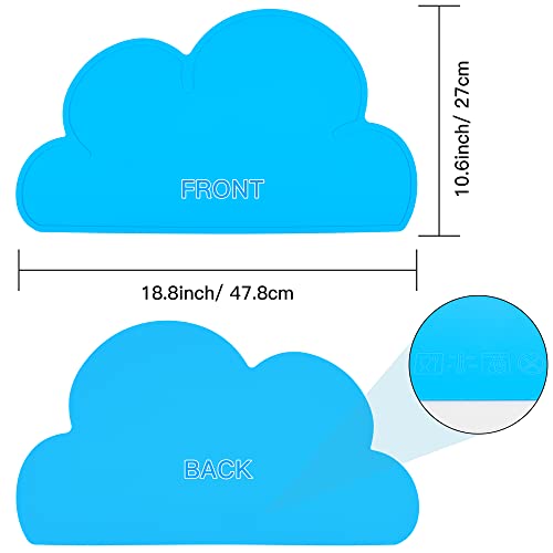 Pet Food Mats–Dog Cat Feeding Mat Top Grade Cloud Silicone Pad Anti-Slip Waterproof Anti-Slip Bowl Placemat (Light Blue) - view 2