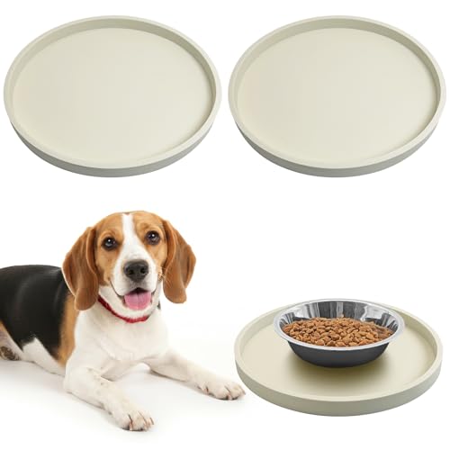 2 PCS Dog Feeding Mat Brown Silicone Pet Food Mats Waterproof for Dog Cat Bowl Placemats Nonslip Cat Food Mat for Small and Medium Cats and Dogs (9.1 in)