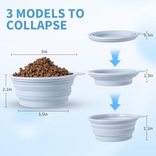 Collapsible Dog Bowl Silicone, 2Pack Macaron Color Pet Travel Bowls - view 5